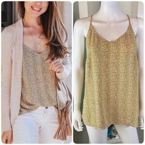 CAbi Impression Cami 5908 Racerback Gold Black Fleck Camisole Tank Top S Small
